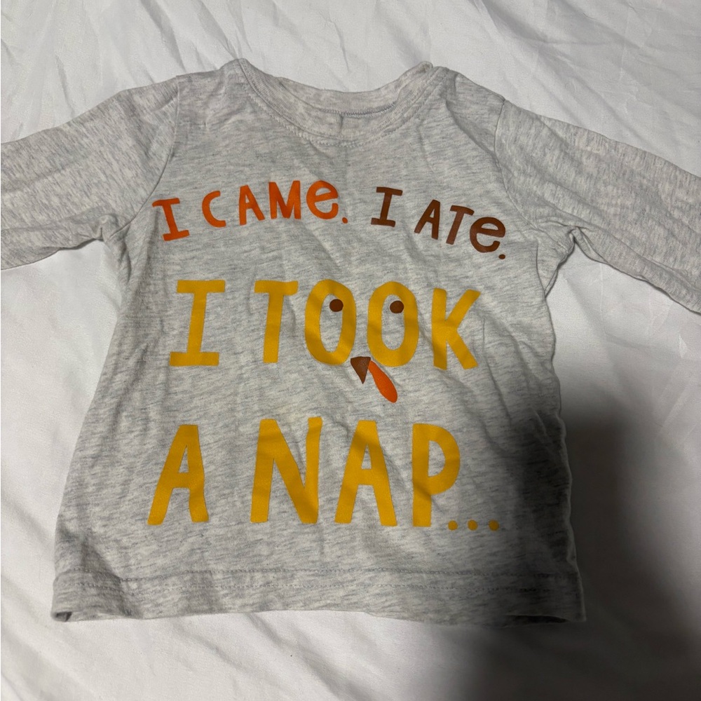 Carter's Gray Long-Sleeve Shirt with Orange & Yellow Lettering for fall